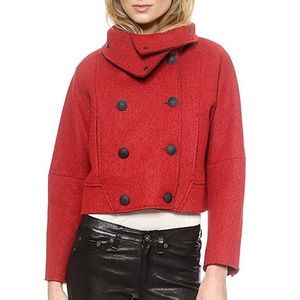 Rag & Bone Harper Red/Black Soft Felt Coat Size 0